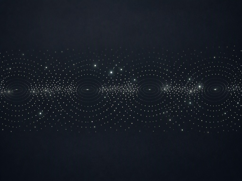 An abstract line of particle-like points with gentle ripples, illustrating the reported idea of order in a one-dimensional quantum system.